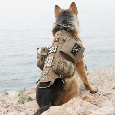 Wholesale Military K9 Tactical Custom Nylon Army Police Training Dog Harness with Removable Patches and Pouches